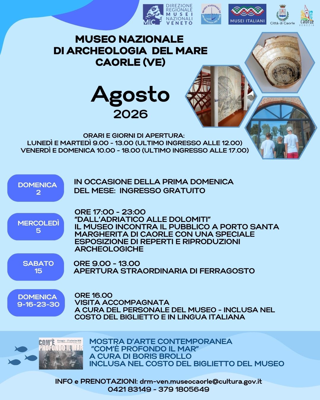 Agosto 2026 al Museo nazionale archeologia del Mare di Caorle